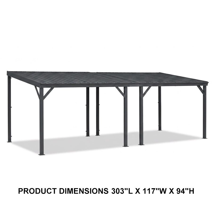 PURPLE LEAF Lean to Gazebo Metal Roof Patio Cover Built-in Drain Slots Wall Mounted Gazebo for Outdoor Extension