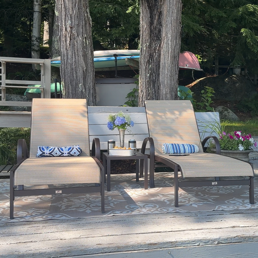 PURPLE LEAF Outdoor Chaise Lounge Patio Pool Lounger Aluminum Chairs with Side Table Adjustable Tanning Recliner for Outside Yard Deck Lawn Garden Beach