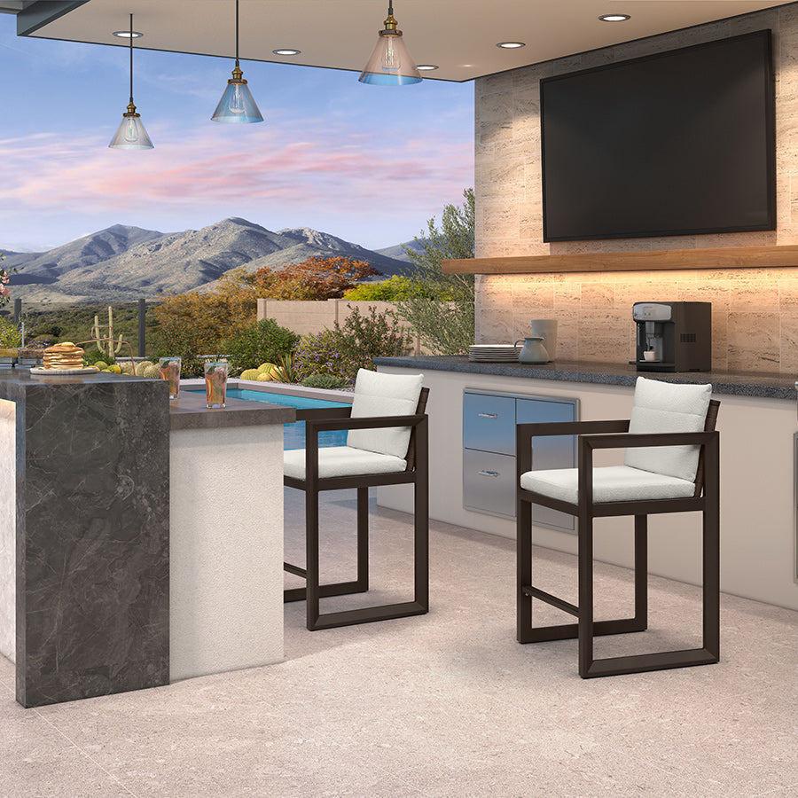 PURPLE LEAF Caesar Bar Stools Modern Aluminum Barstools with Stainless Removable Cushion for Kitchen Outside Island Backyard