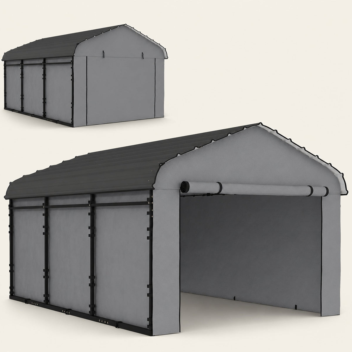 Onward 10' x 15' Heavy Duty Metal Carport with Galvanized Roof & Removable Sidewalls