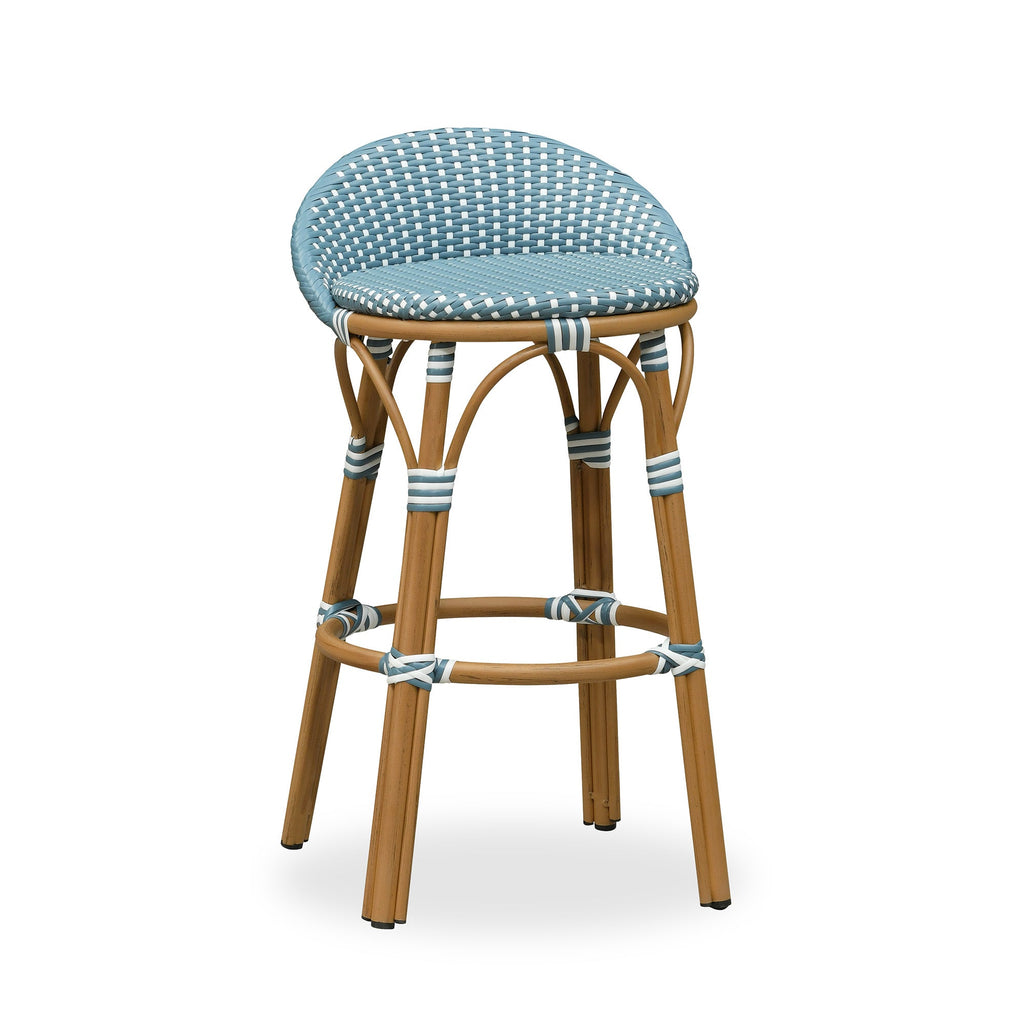 PURPLE LEAF Patio Oversized Backrest Bar Height Stool Set of 2 Outdoor Round Barstools Aluminum Frame Woven Rattan for Indoor Kitchen Dining Bistros Cafe Restaurant