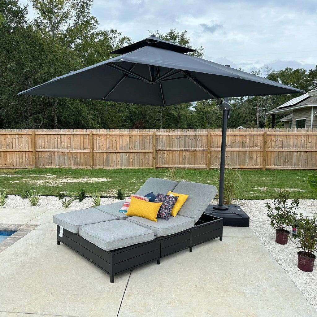 PURPLE LEAF Cantilever Patio Umbrella Gray Pole Outdoor Umbrella with UV Protection