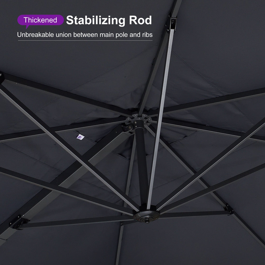 PURPLE LEAF Heavy Duty Cantilever Patio Umbrella Extra Large Outdoor Umbrella for Yard, Garden, Pool