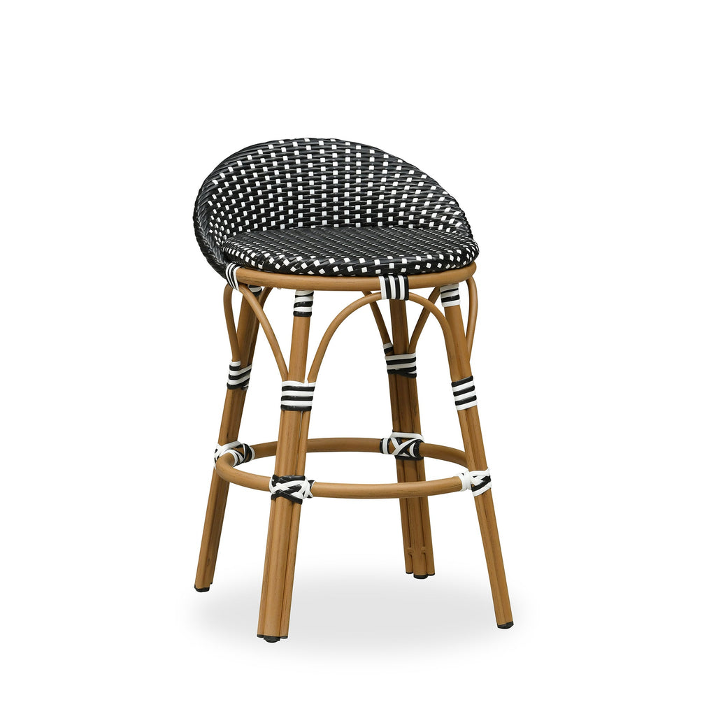 PURPLE LEAF Patio Oversized Backrest Bar Height Stool Set of 2 Outdoor Round Barstools Aluminum Frame Woven Rattan for Indoor Kitchen Dining Bistros Cafe Restaurant