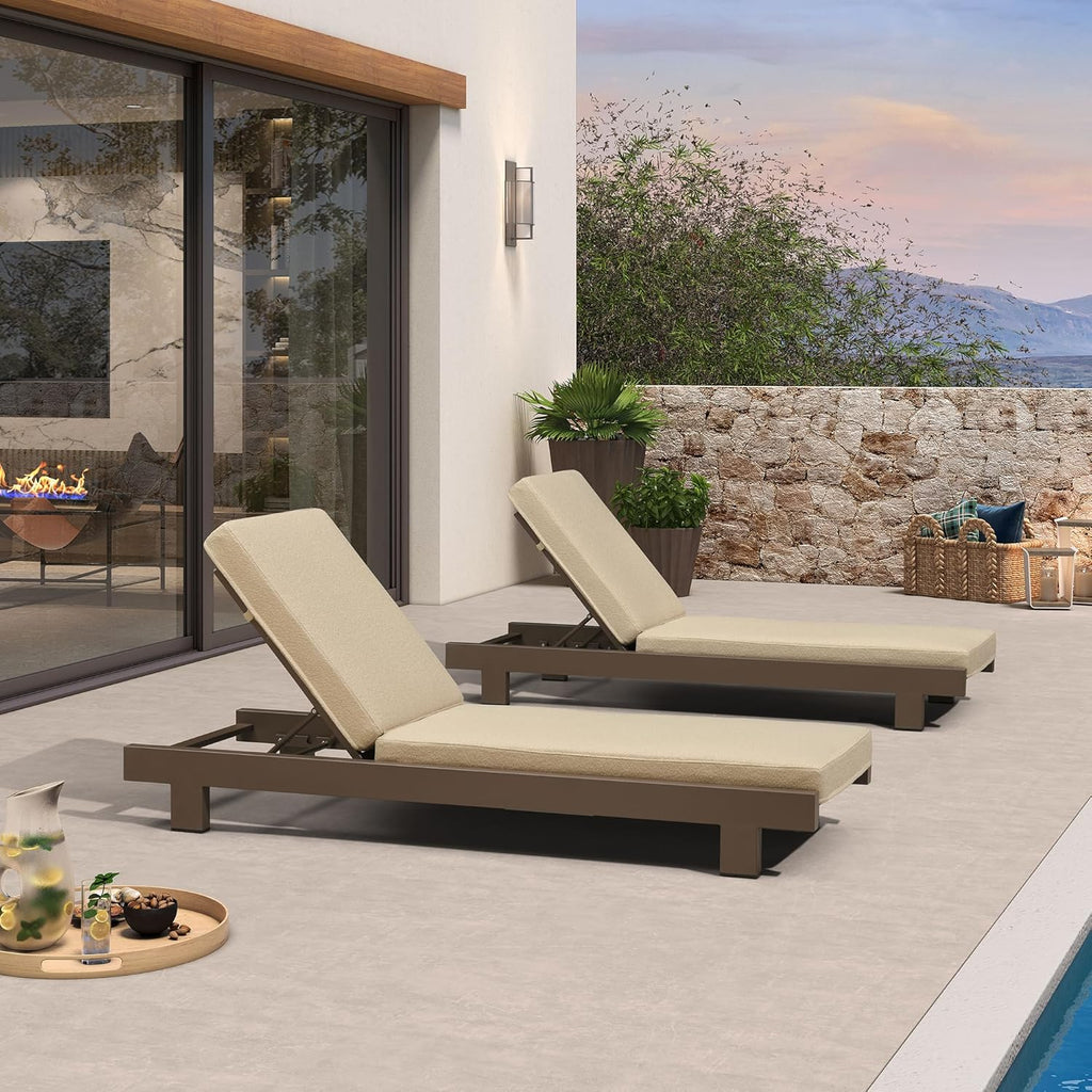 PURPLE LEAF Outdoor Luxury Daybed for Patio,  Poolside Chaise Lounge Bed with Cushion, Olefin Blend Fabric, Aluminum Frame Sunbed for Deck and Backyard