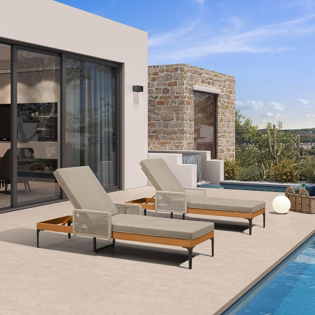 PURPLE LEAF Outdoor Chaise Lounge Sunbrella Patio Lounge Chair Recliner and Cushion for Poolside Balcony Backyard