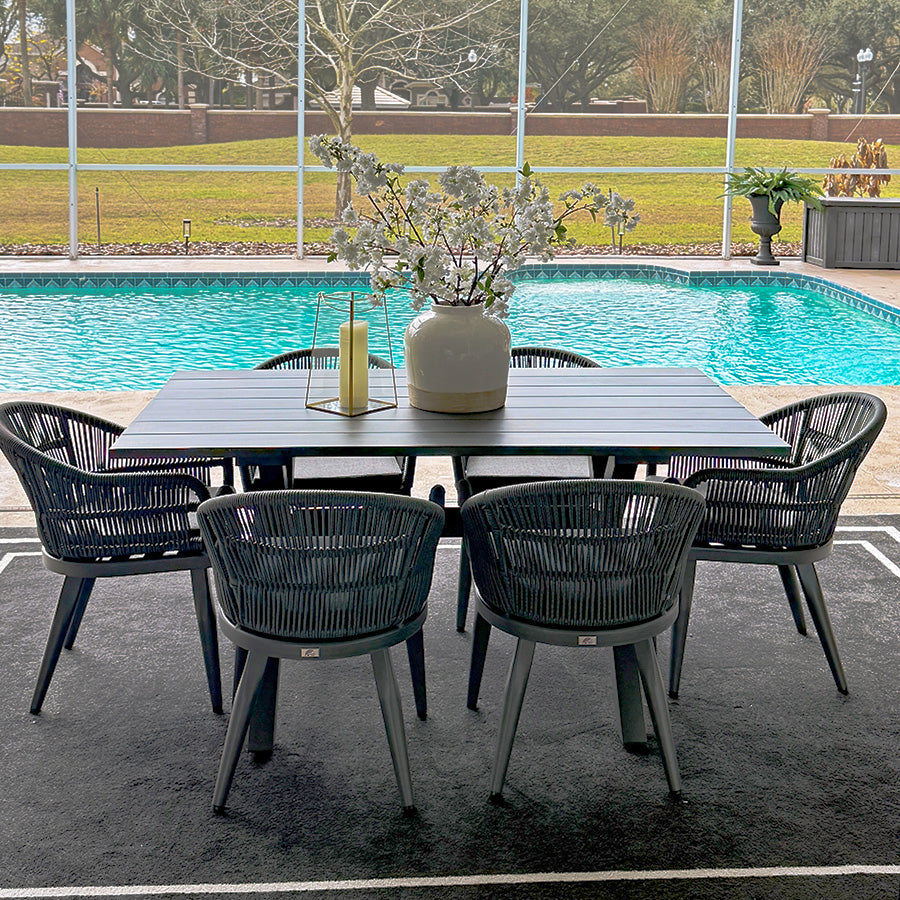 PURPLE LEAF 7/9/11 Pieces Patio Dining Set with Weather-Resistant Dining Table and Chairs Wicker Patio Table Set with Comfortable Cushion for Deck, Garden, Kitchen, Grey