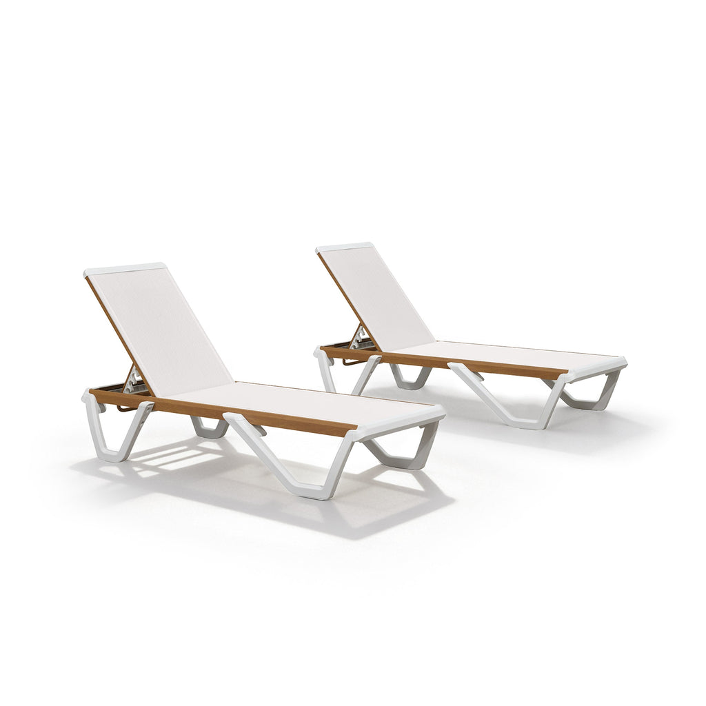 PURPLE LEAF Patio Lounge Chair Set White Chaise Lounge Chairs Five-Position Adjustable Plastic Stackable Chaise for Pool Sunbathing Beach Deck Outdoor