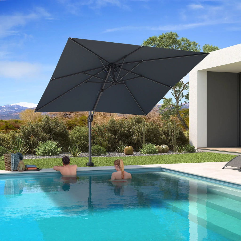 PURPLE LEAF Pool Umbrella Outdoor Cantilever Umbrella with In-ground Base