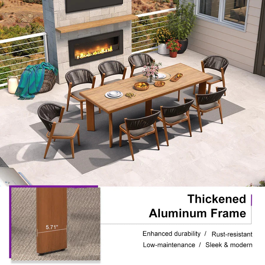 PURPLE LEAF 7 / 9 / 11 pcs Outdoor Dining Set Patio Dining Furniture for Lawn Backyard Deck Brown