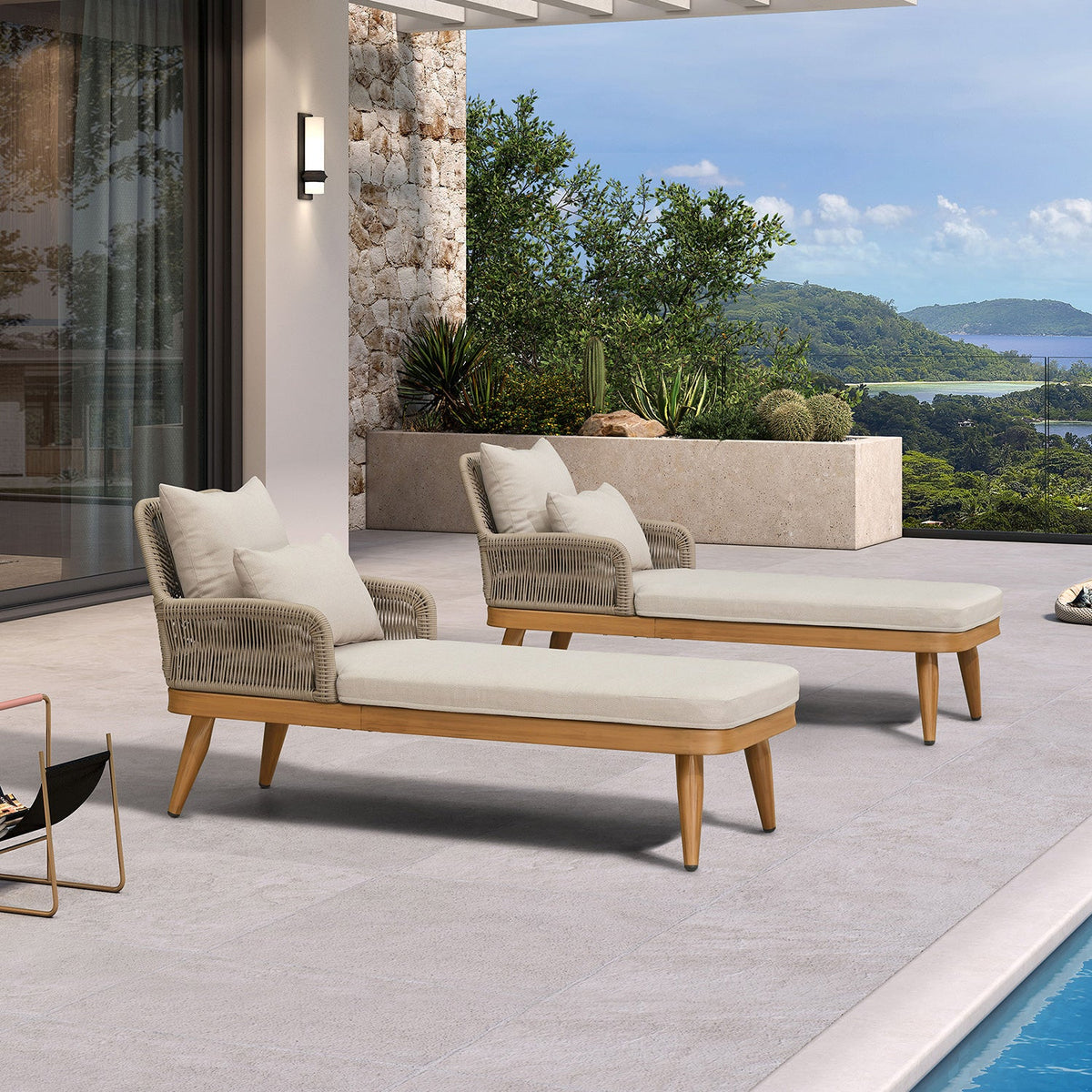 PURPLE LEAF Patio Chaise Lounge Chair, Aluminum Pool Lounge Chairs for Outdoor with 2 Cushions for Deck, Pool, Lawn, Garden, Courtyard, Porch