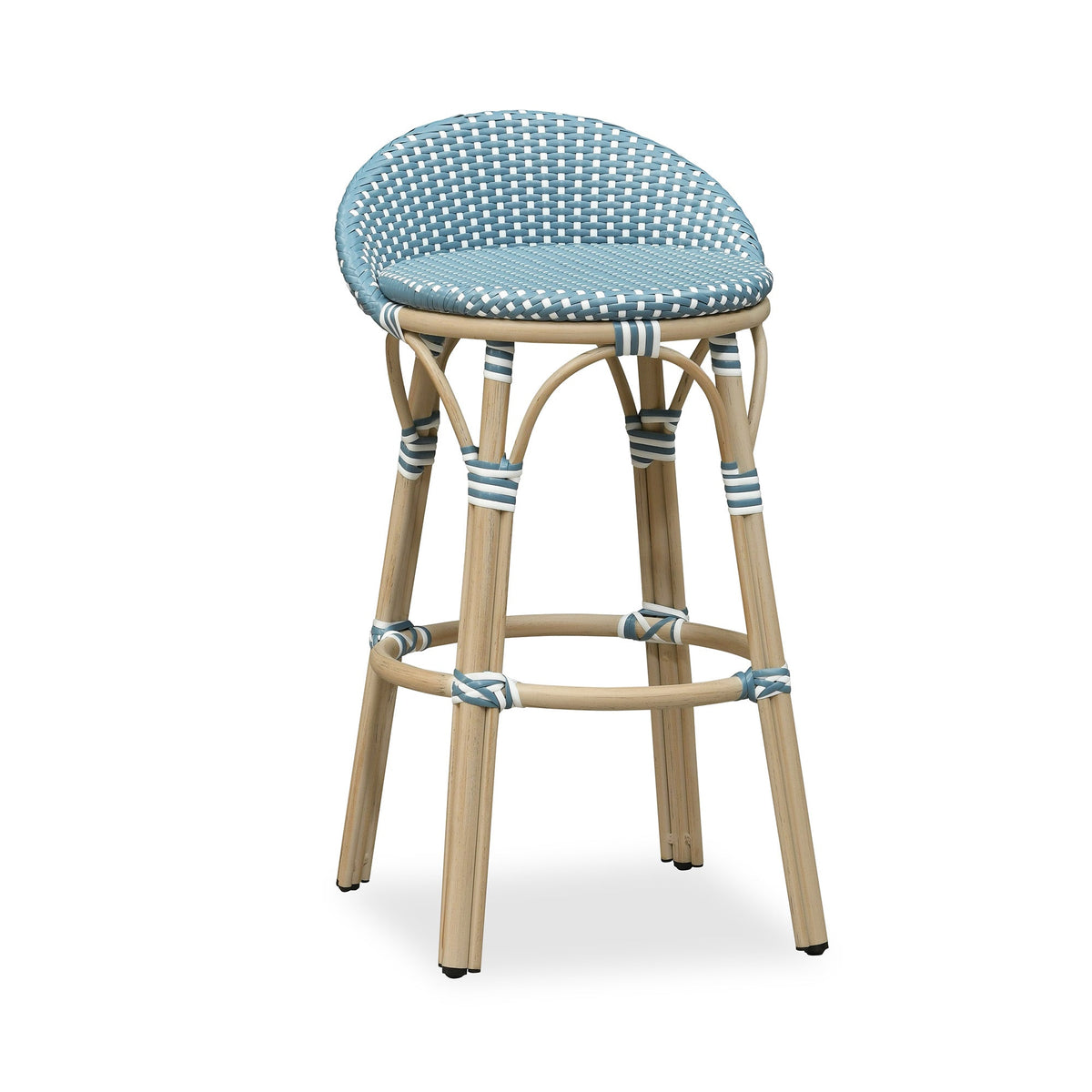 PURPLE LEAF Patio Oversized Backrest Bar Height Stool Set of 2 Outdoor Round Barstools Aluminum Frame Woven Rattan for Indoor Kitchen Dining Bistros Cafe Restaurant