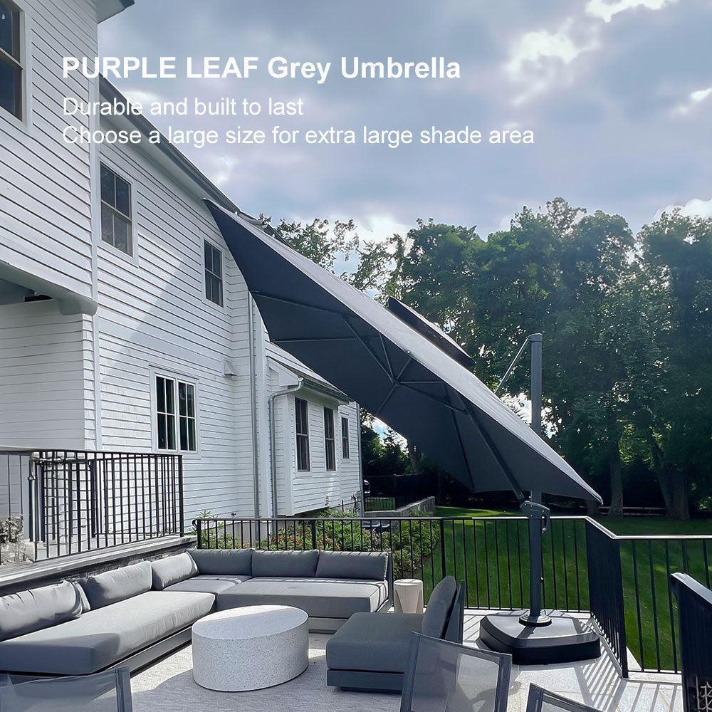 PURPLE LEAF Cantilever Patio Umbrella Gray Pole Outdoor Umbrella with UV Protection
