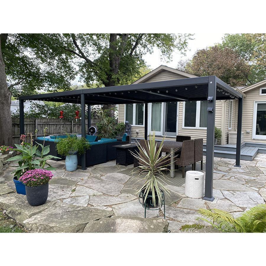 PURPLE LEAF Caesar Louvered Pergola Outdoor Adjustable Roof Modern Patio Aluminum Pergola for Deck Backyard Garden Hardtop Gazebo Bronze