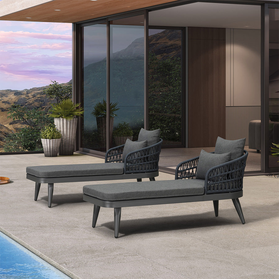 PURPLE LEAF Patio Chaise Lounge Chair  Aluminum Pool Lounge Chairs for Outdoor with 2 Cushions for Deck, Pool, Lawn, Garden, Courtyard, Porch