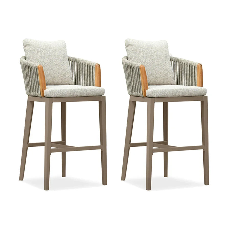 PURPLE LEAF Hailar Outdoor Bar Stools Chair Modern Rattan Bar Stool with Back and Cushion for Balcony, Indoor or Outdoor, Kitchen Island