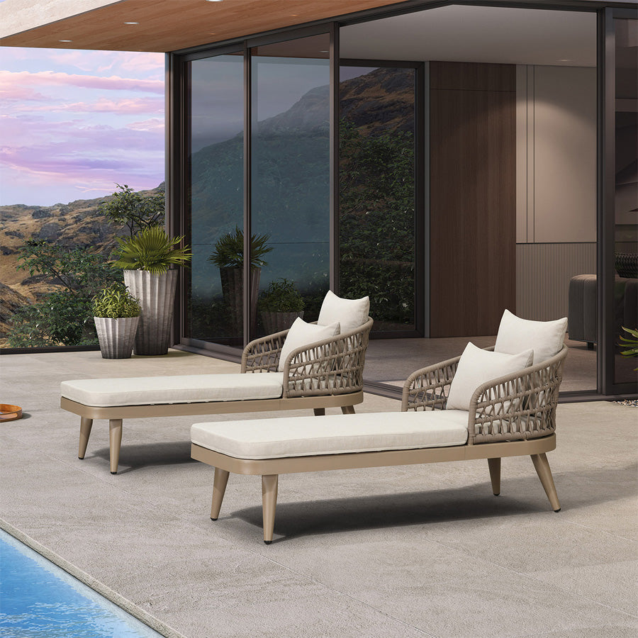 PURPLE LEAF Patio Chaise Lounge Chair  Aluminum Pool Lounge Chairs for Outdoor with 2 Cushions for Deck, Pool, Lawn, Garden, Courtyard, Porch