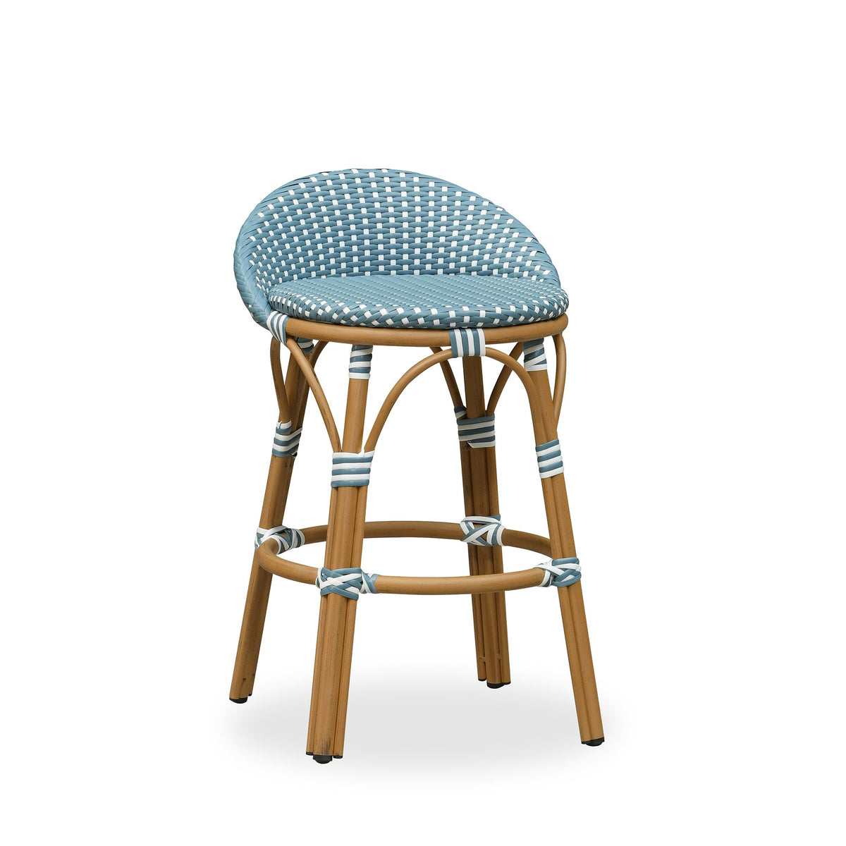 PURPLE LEAF Patio Oversized Backrest Bar Height Stool Set of 2 Outdoor Round Barstools Aluminum Frame Woven Rattan for Indoor Kitchen Dining Bistros Cafe Restaurant