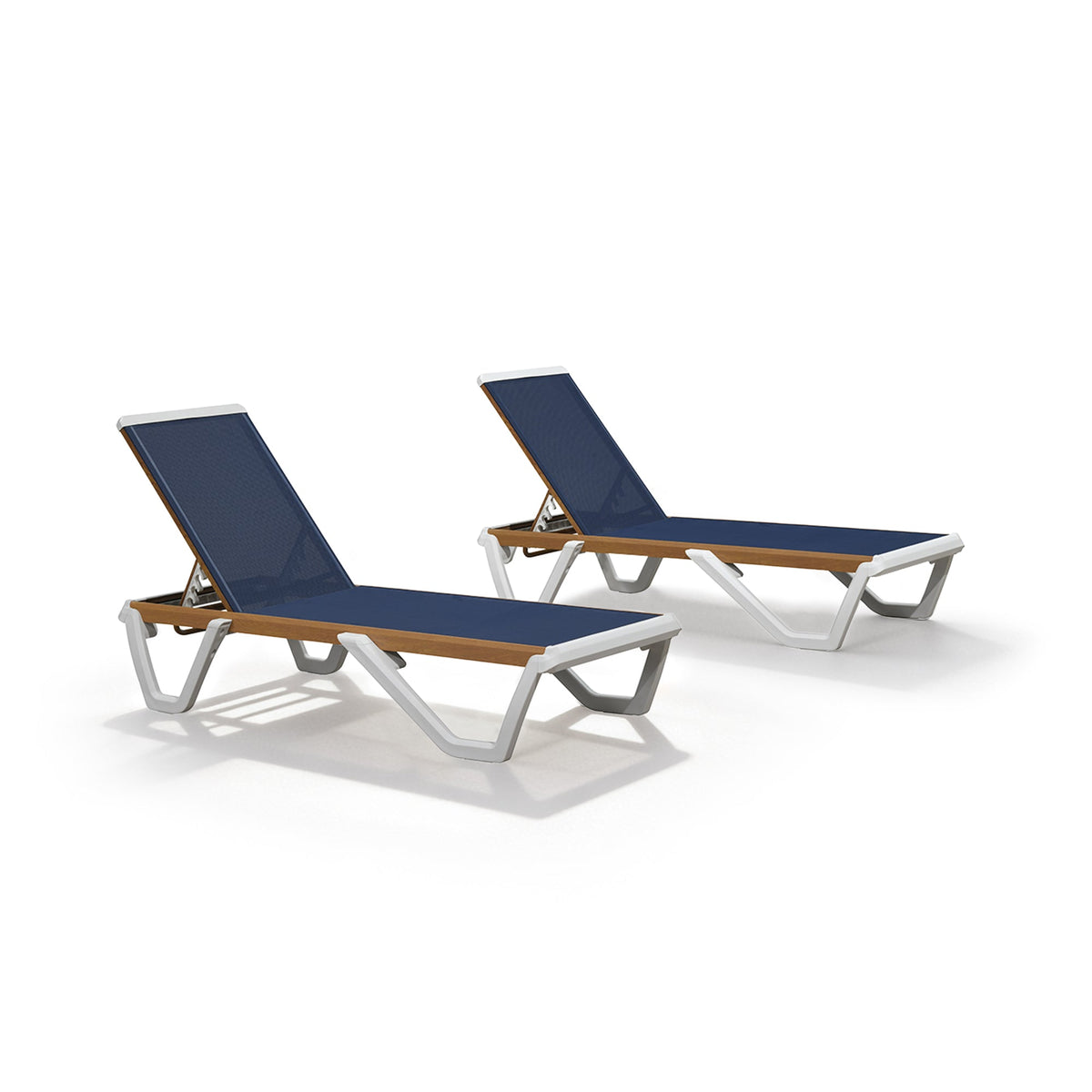 PURPLE LEAF Patio Lounge Chair Set White Chaise Lounge Chairs Five-Position Adjustable Plastic Stackable Chaise for Pool Sunbathing Beach Deck Outdoor