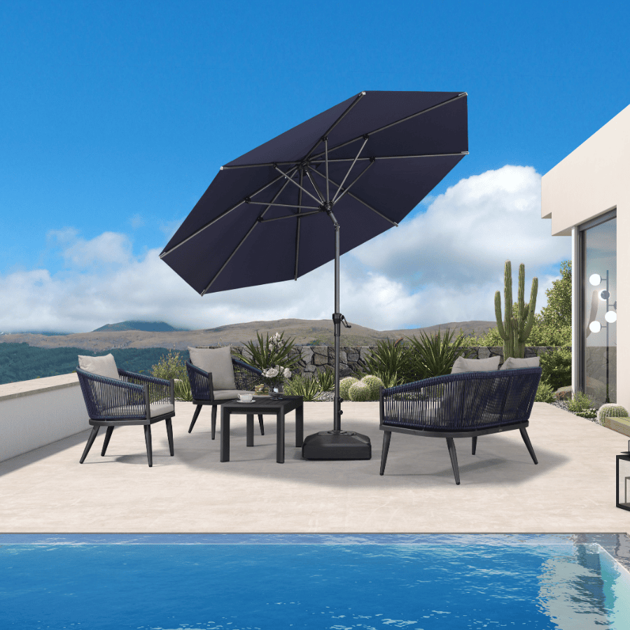PURPLE LEAF Round Tiltable Patio Umbrella Poolside Porch Table Umbrella