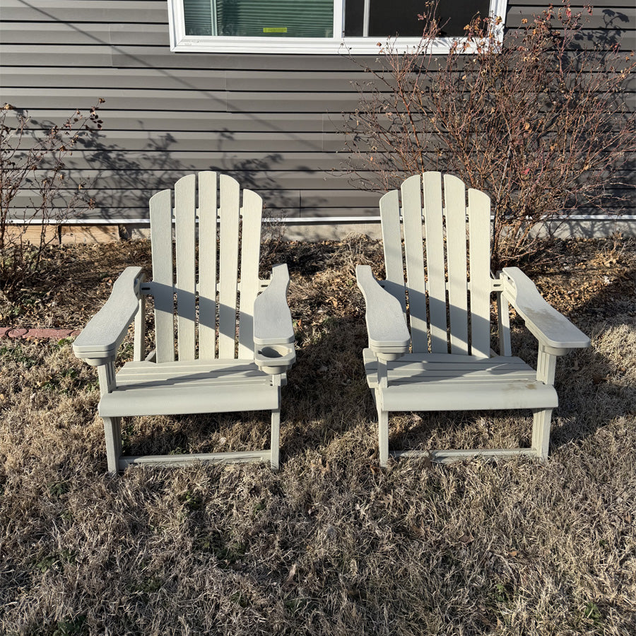 PURPLE LEAF Adirondack Chair Set of HDPE All-Weather Outdoor Fire Pit Chair with 24.6" Oversized Seat Wood-Textured Patio Adirondack Chair with Dual Cup Holders for Garden Deck Backyard