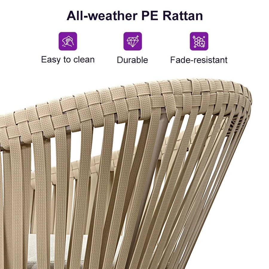 PURPLE LEAF 7/9/11 Pieces Outdoor Dining Set Aluminum Table & Wicker Rattan Chairs Modern Patio Furniture Set for Deck