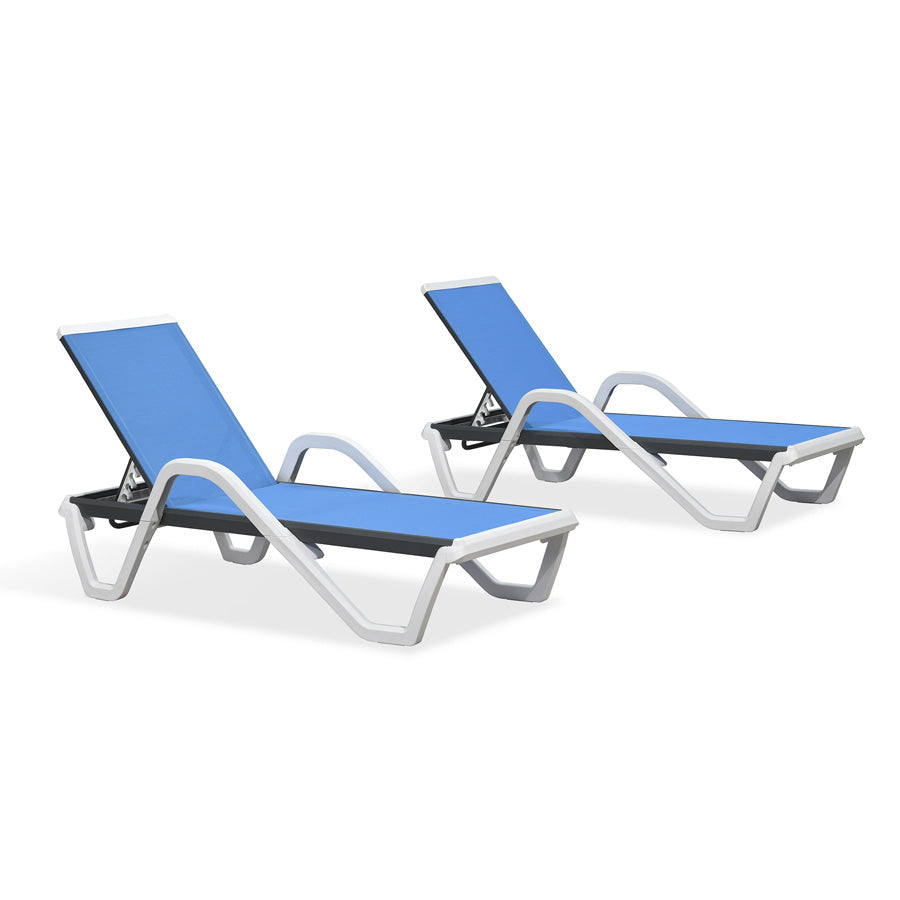 Clearance-PURPLE LEAF Patio Chaise Lounge Plastic Pool Outdoor Lounge Chair with Aluminum Frame Stackable Patio Tanning Chairs for Poolside Sunbathing Beach Deck Yard