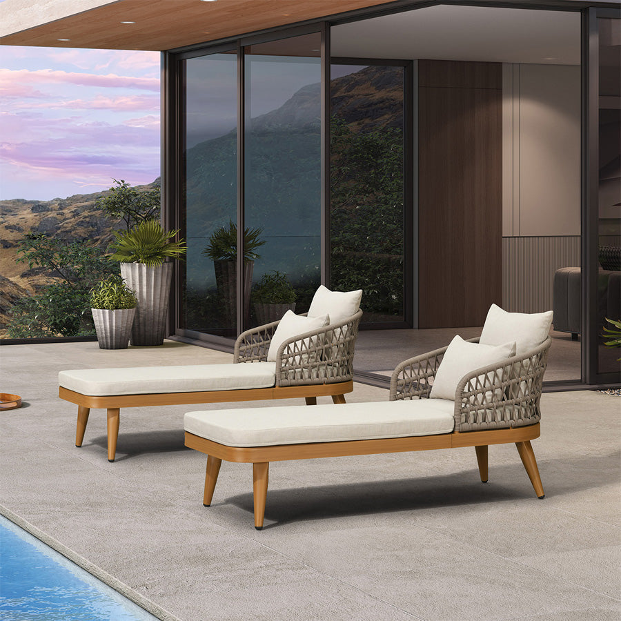 PURPLE LEAF Patio Chaise Lounge Chair  Aluminum Pool Lounge Chairs for Outdoor with 2 Cushions for Deck, Pool, Lawn, Garden, Courtyard, Porch