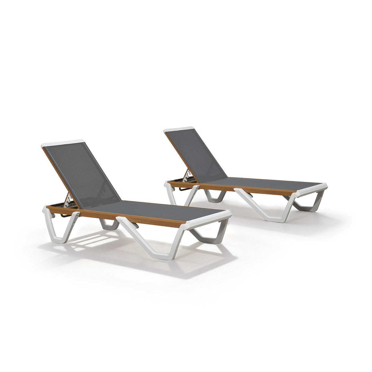 PURPLE LEAF Patio Lounge Chair Set White Chaise Lounge Chairs Five-Position Adjustable Plastic Stackable Chaise for Pool Sunbathing Beach Deck Outdoor