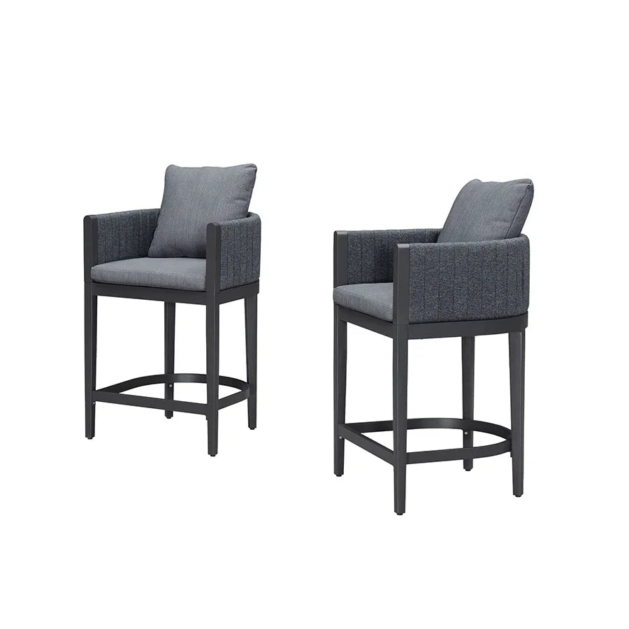 PURPLE LEAF Sanori Outdoor Bar Stools Set of 2 Modern Olefin Weaving Bar Chairs with Backrest Pillow for Patio, Poolside or Indoor