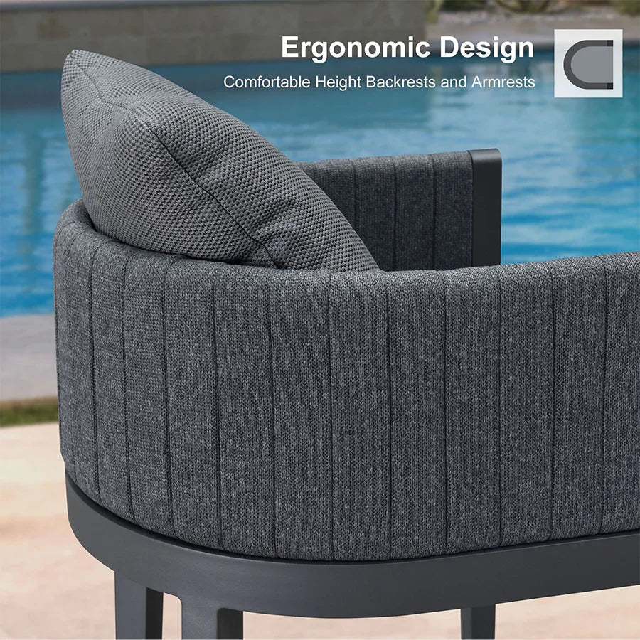 PURPLE LEAF Sanori Outdoor Bar Stools Set of 2 Modern Olefin Weaving Bar Chairs with Backrest Pillow for Patio, Poolside or Indoor