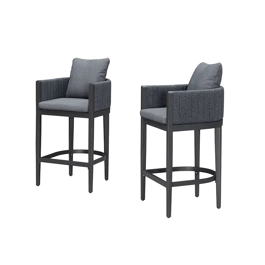 PURPLE LEAF Sanori Outdoor Bar Stools Set of 2 Modern Olefin Weaving Bar Chairs with Backrest Pillow for Patio, Poolside or Indoor