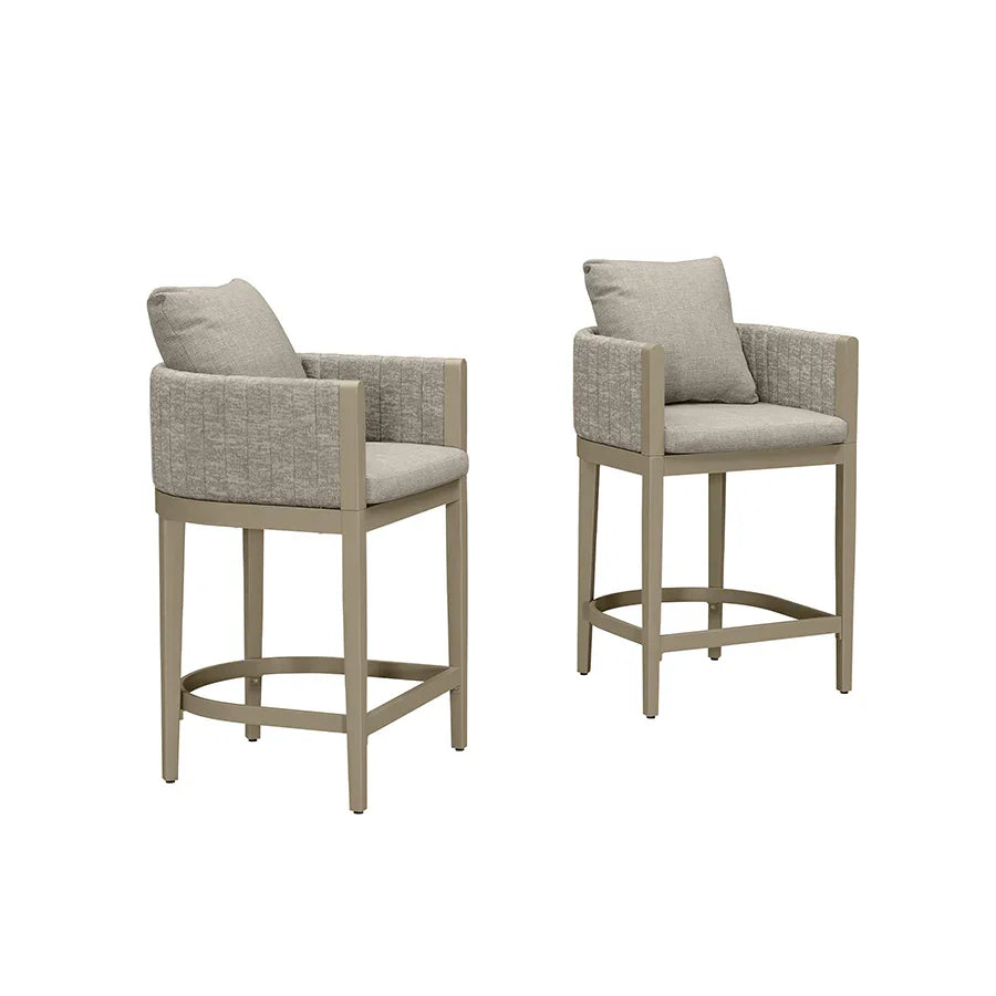 PURPLE LEAF Sanori Outdoor Bar Stools Set of 2 Modern Olefin Weaving Bar Chairs with Backrest Pillow for Patio, Poolside or Indoor