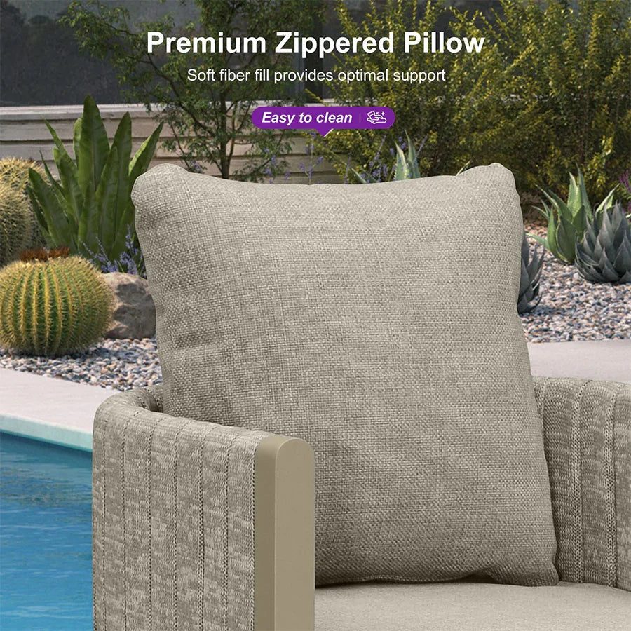 PURPLE LEAF Sanori Outdoor Bar Stools Set of 2 Modern Olefin Weaving Bar Chairs with Backrest Pillow for Patio, Poolside or Indoor