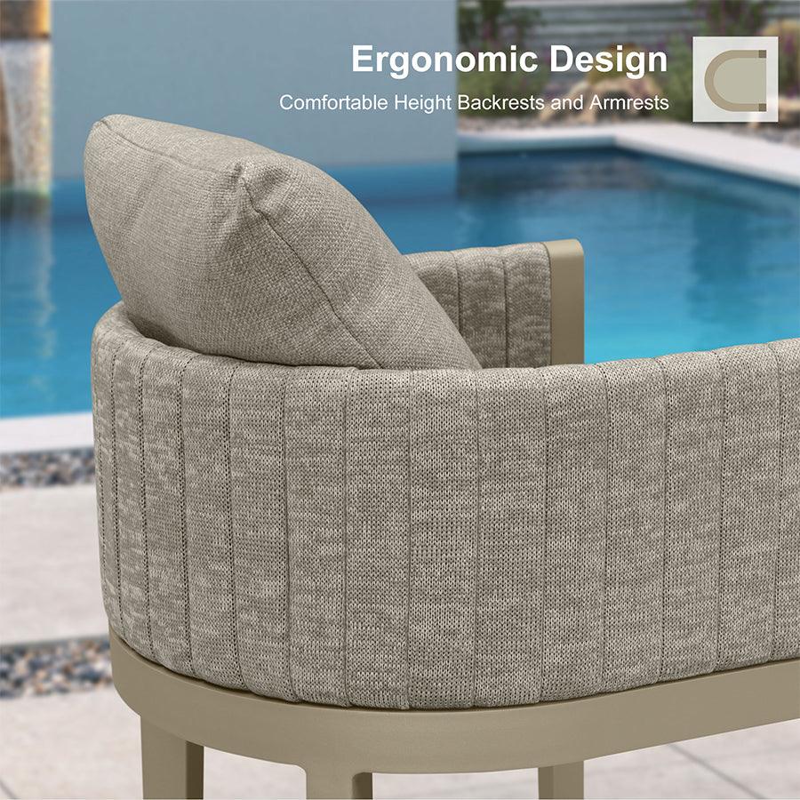 PURPLE LEAF Sanori Outdoor Bar Stools Set of 2 Modern Olefin Weaving Bar Chairs with Backrest Pillow for Patio, Poolside or Indoor