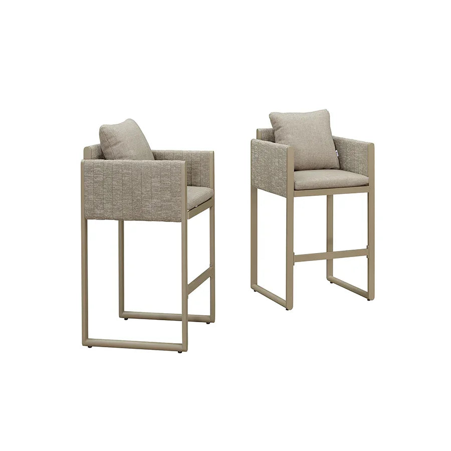 PURPLE LEAF Sanori Outdoor Bar Stools Set of 2 Modern Olefin Weaving Bar Chairs with Backrest Pillow for Patio, Poolside or Indoor