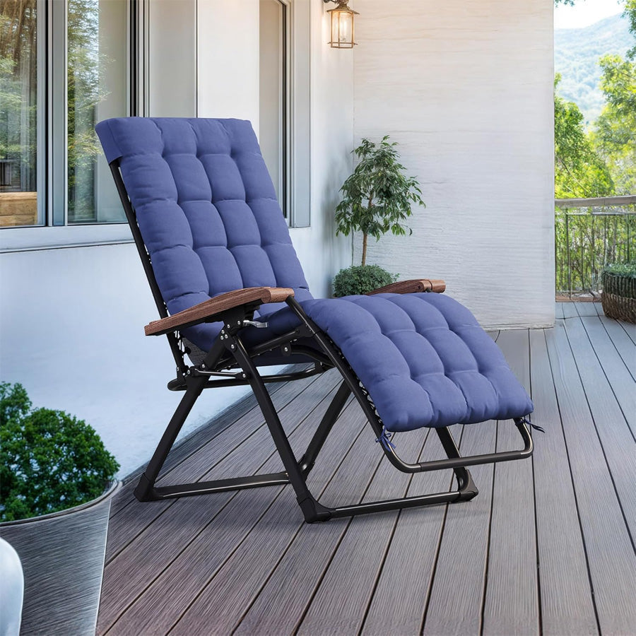 PURPLE LEAF Outdoor Reclining Chair Patio Zero Gravity Chaise Lounge Folding Chair with Removable Cushion Adjustable Headrest for Lawn Camping Beach Pool