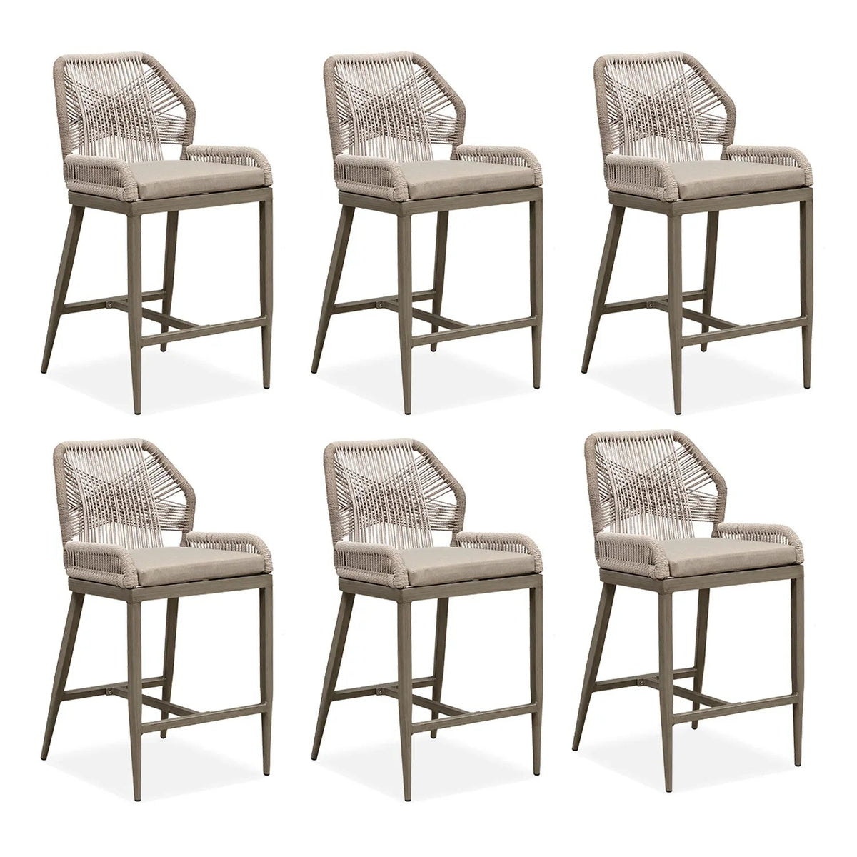 PURPLE LEAF Outdoor Bar Stool Set of 6, Wicker Chairs Bar Chairs with Cushion, All-Weather Patio Furniture kitchen stools