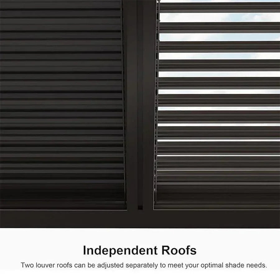 PURPLE LEAF Athena Louvered Pergola Bronze Outdoor Aluminum Pergola with Roller Blind Adjustable Gazebo for Patio Deck Garden