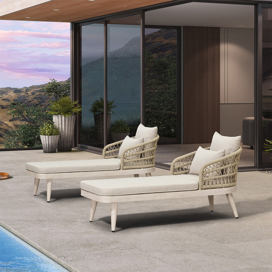 PURPLE LEAF Patio Chaise Lounge Chair  Aluminum Pool Lounge Chairs for Outdoor with 2 Cushions for Deck, Pool, Lawn, Garden, Courtyard, Porch