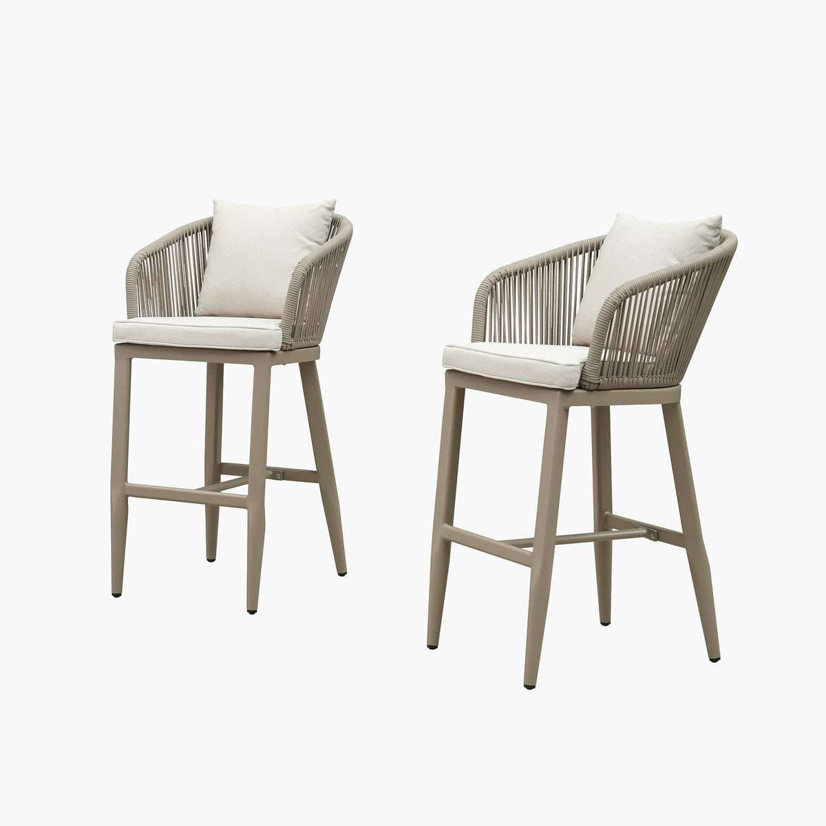 PURPLE LEAF Outdoor Bar Stools Patio Modern Aluminum Rattan High Back & Arms Bar Chairs with Removable Cushions and Pillows  for Outdoor or Indoor