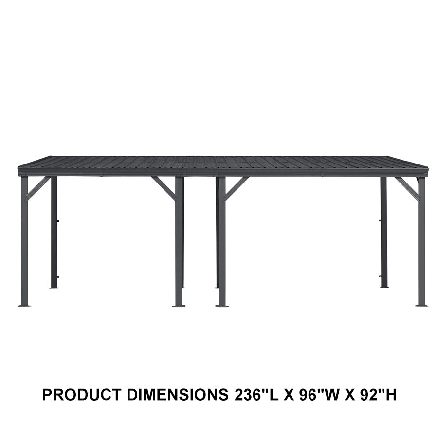 PURPLE LEAF Lean to Gazebo Metal Roof Patio Cover Built-in Drain Slots Wall Mounted Gazebo for Outdoor Extension