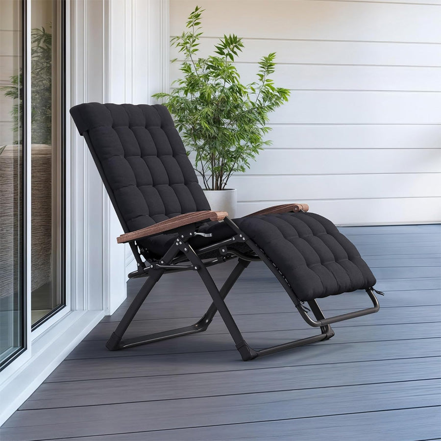PURPLE LEAF Outdoor Reclining Chair Patio Zero Gravity Chaise Lounge Folding Chair with Removable Cushion Adjustable Headrest for Lawn Camping Beach Pool