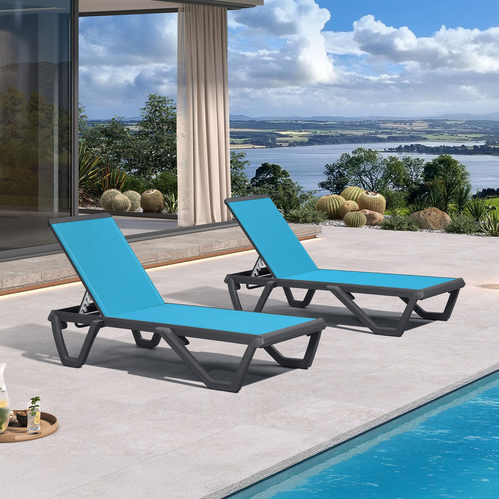 PURPLE LEAF Outdoor Chaise Lounge Patio Chair 5 Positions Adjustable Aluminum Frame with Textilene Seat Lightweight and Durable Pool Chaise Lounge for Patio Poolside Beach Yard