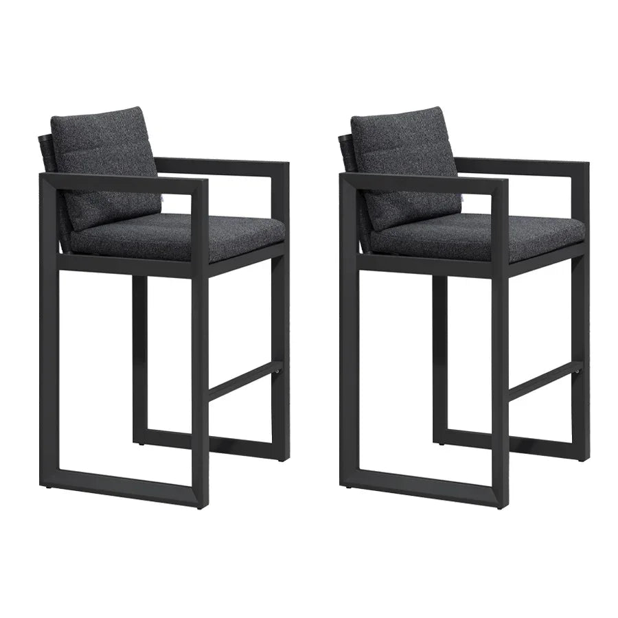 PURPLE LEAF Caesar Bar Stools Modern Aluminum Barstools with Stainless Removable Cushion for Kitchen Outside Island Backyard