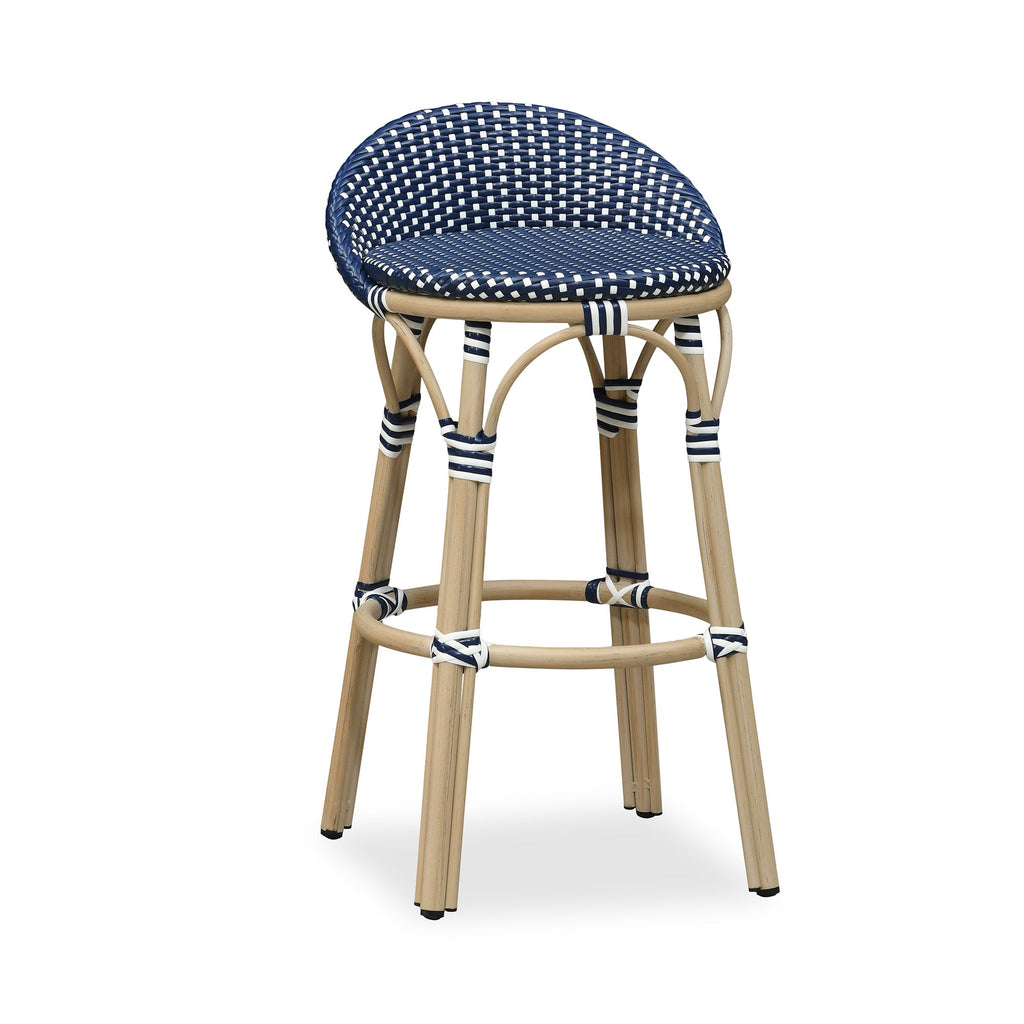 PURPLE LEAF Patio Oversized Backrest Bar Height Stool Set of 2 Outdoor Round Barstools Aluminum Frame Woven Rattan for Indoor Kitchen Dining Bistros Cafe Restaurant