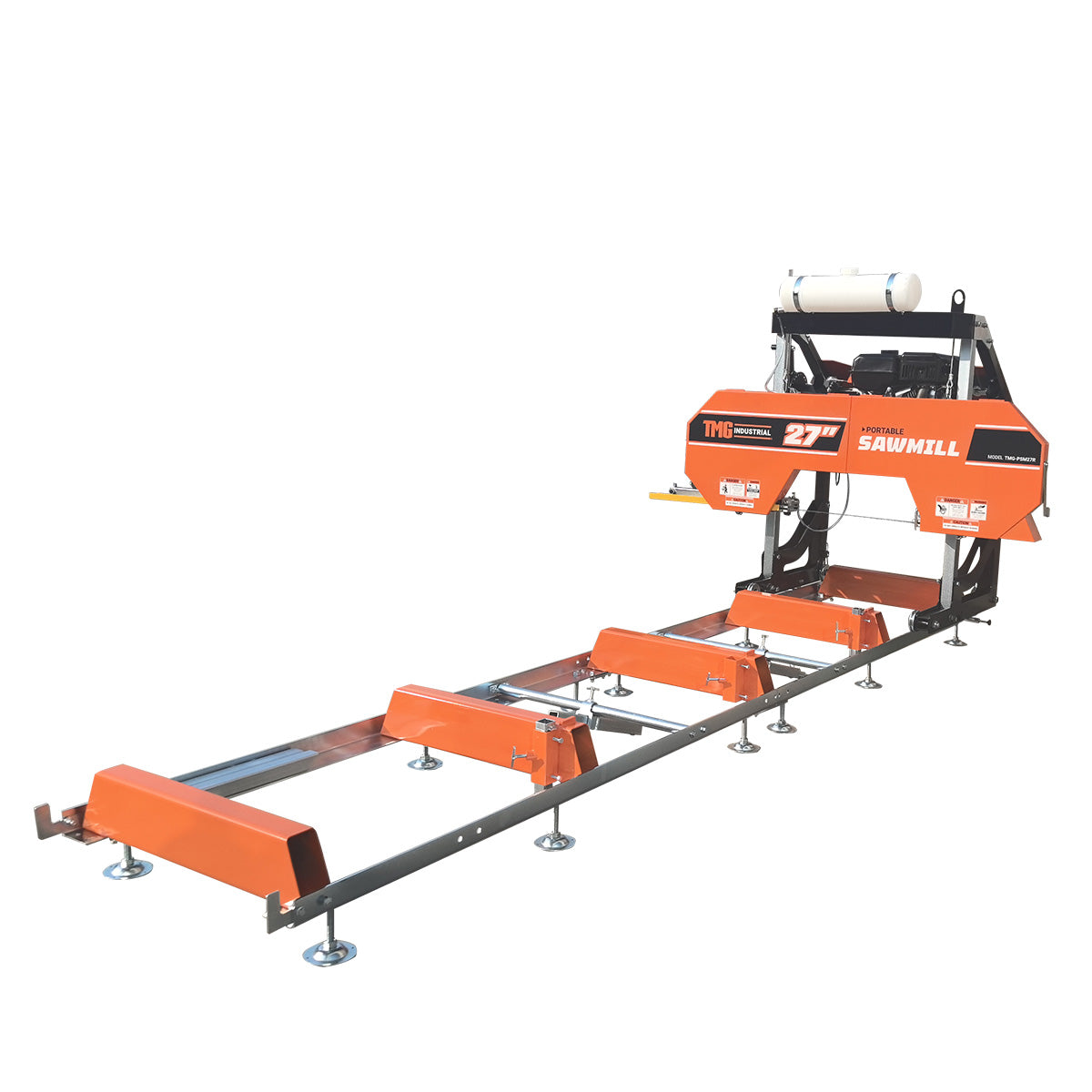 27” Portable Sawmill, 10’ Log Length Capacity, 27” Log Diameter, 15 HP RATO-R420 Engine, 12-¾’ Track Length (Extensions Available), TMG-PSM27R