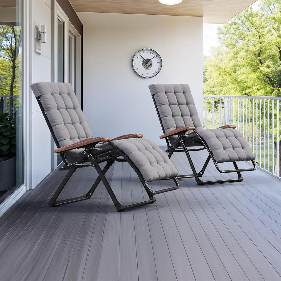 PURPLE LEAF Outdoor Reclining Chair Patio Zero Gravity Chaise Lounge Folding Chair with Removable Cushion Adjustable Headrest for Lawn Camping Beach Pool