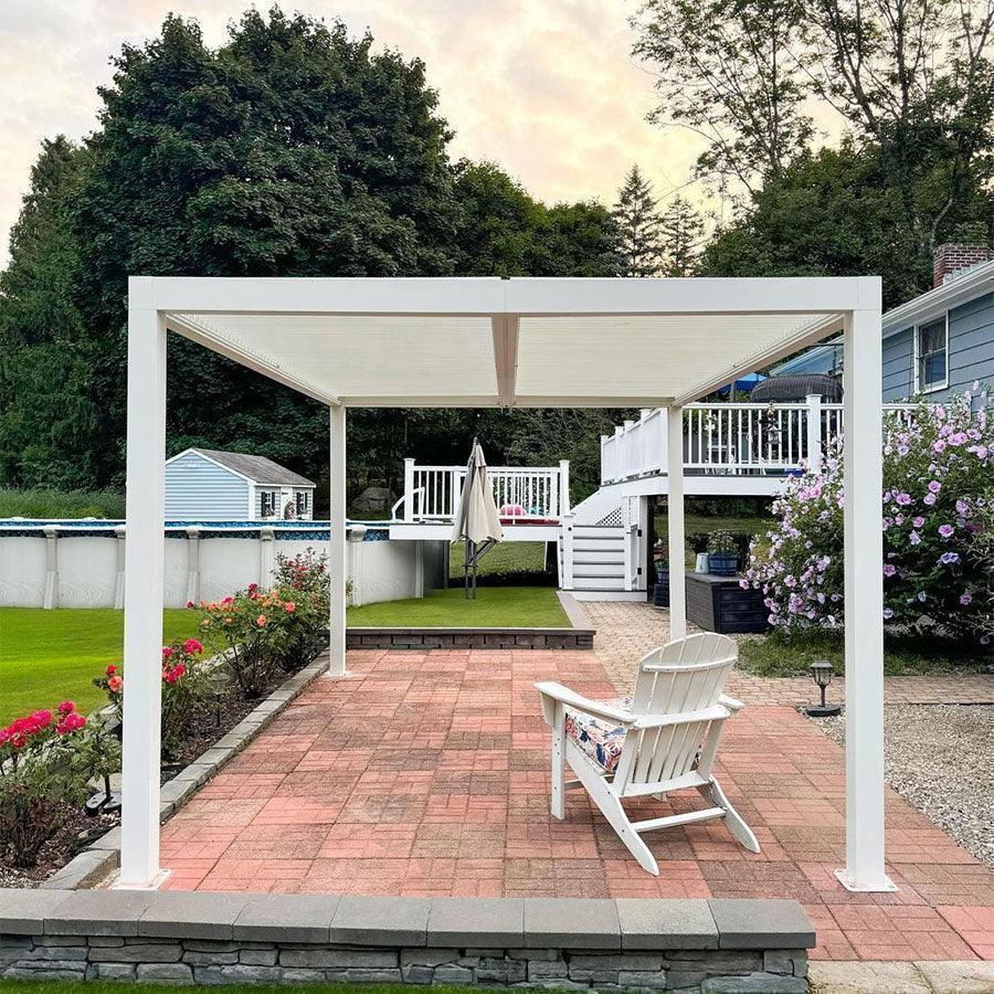 PURPLE LEAF Athena Louvered Pergola Outdoor Aluminum Pergola with Adjustable Roof for Deck Backyard Garden Hardtop Gazebo