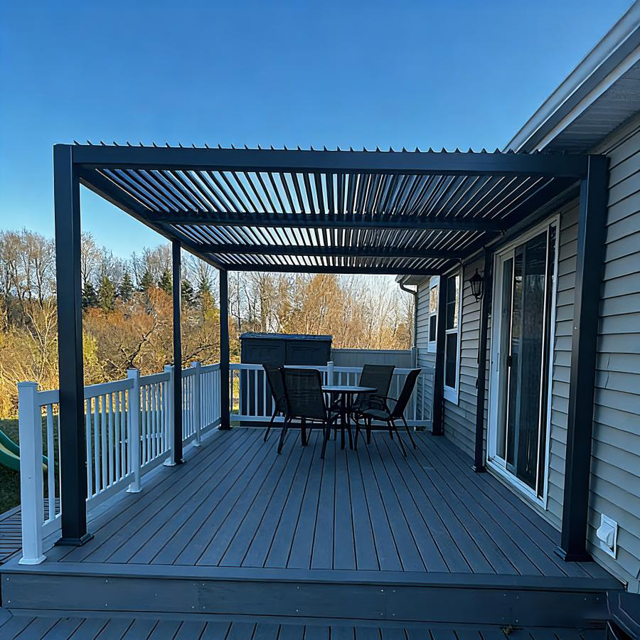 PURPLE LEAF Caesar Outdoor Louvered Pergola Patio Sun Shade Shelter with Adjustable Hardtop Patio Pergola Grey